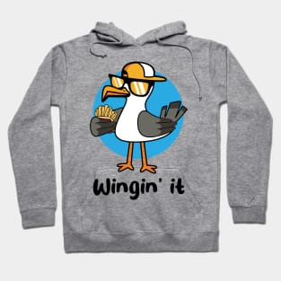 Wingin' it seagull (on light colors) Hoodie